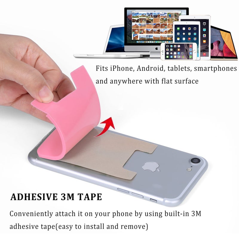 Pofesun 3Pack Cell Phone Card Holder Pocket for Back of Phone,Silicone Stick on Wallet Credit Card ID Case Sleeve Self Adhesive Sticker for iPhone 15 14 13 12 Pro Max,iPad,Samsung Galaxy-Pink,Purple,Rose - Image 5